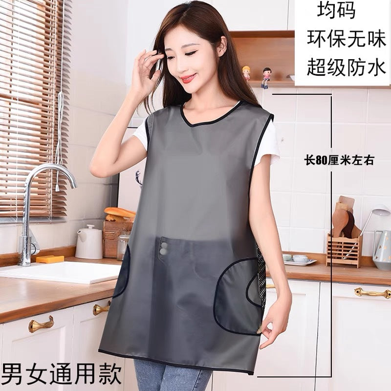 Apron tpu Waterproof oil-proof men's and women's household kitchen disposable aquatic catering work clothes sleeveless waist customizable