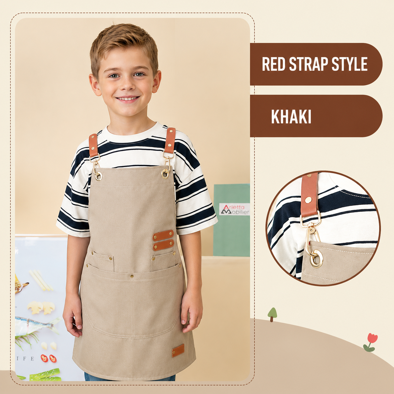 Children's Apron with Multiple Pockets for Painting And Craft Activities Kids' Utility Apron for Household And Kitchen Use