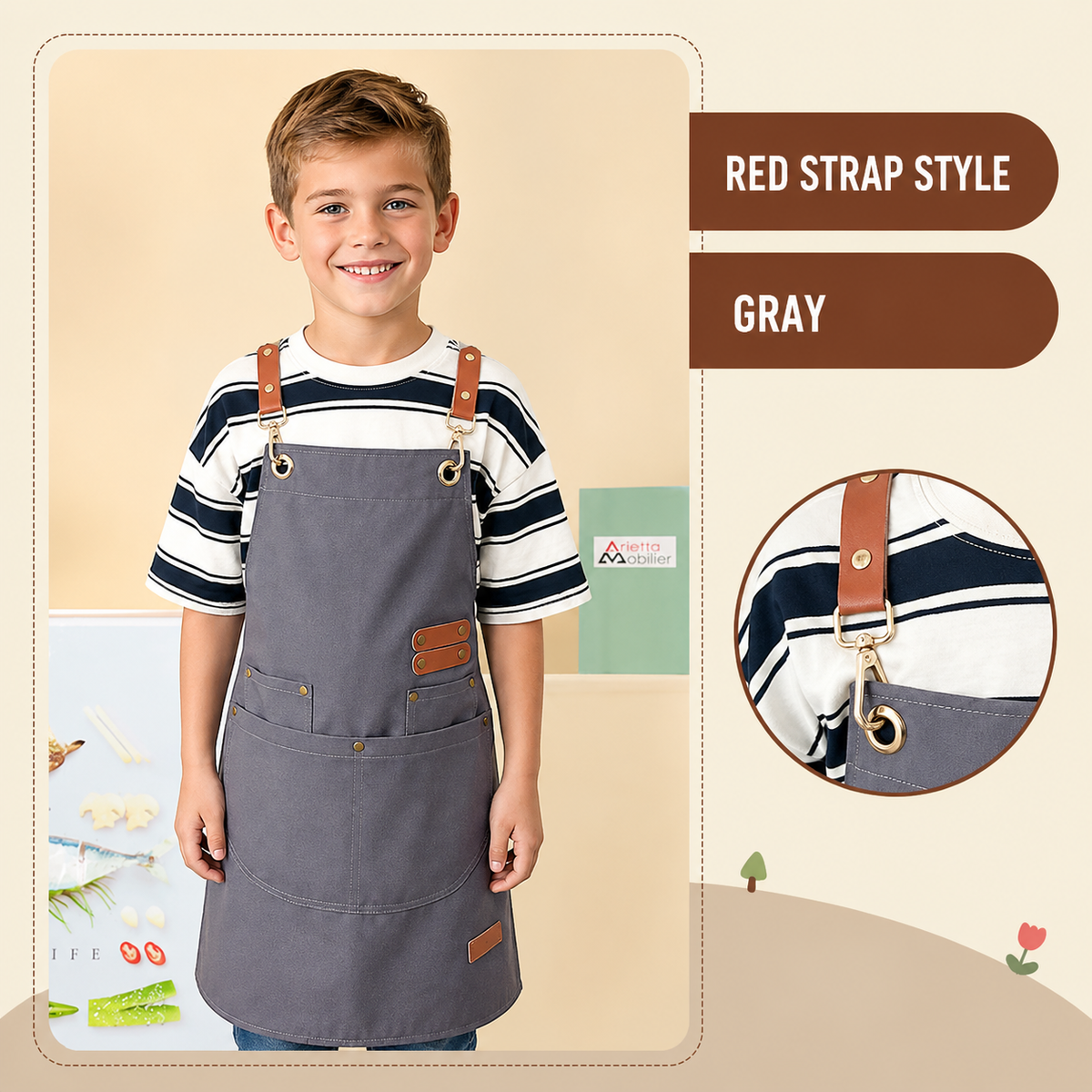 Children's Apron with Multiple Pockets for Painting And Craft Activities Kids' Utility Apron for Household And Kitchen Use