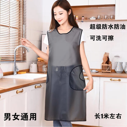 Apron tpu Waterproof oil-proof men's and women's household kitchen disposable aquatic catering work clothes sleeveless waist customizable