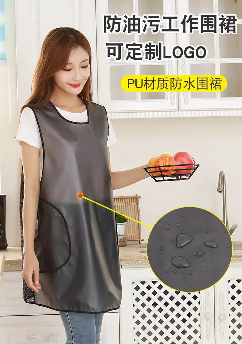Apron tpu Waterproof oil-proof men's and women's household kitchen disposable aquatic catering work clothes sleeveless waist customizable