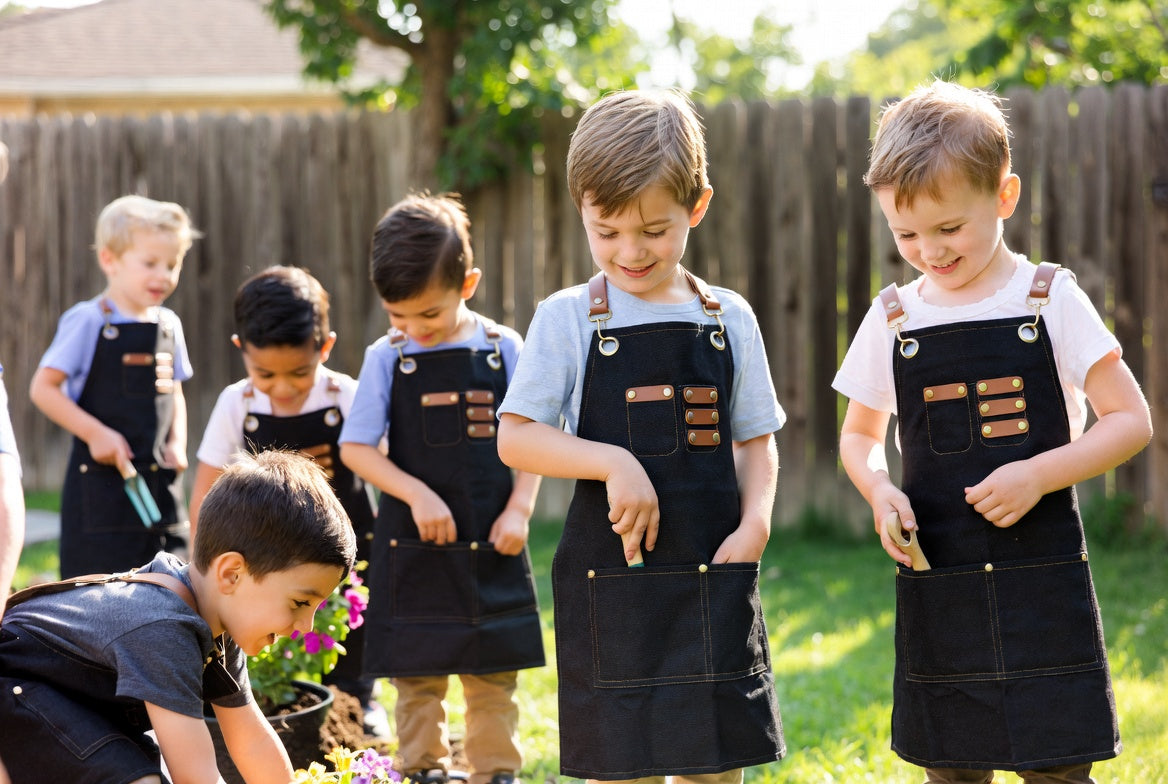 Children's Apron with Multiple Pockets for Painting And Craft Activities Kids' Utility Apron for Household And Kitchen Use